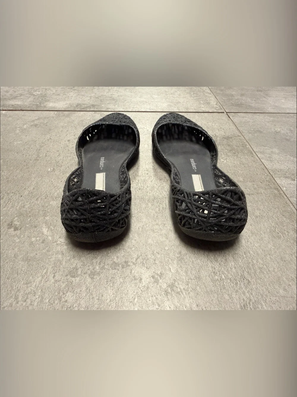 Melissa + Campana Zig Zag jelly flats in black glitter